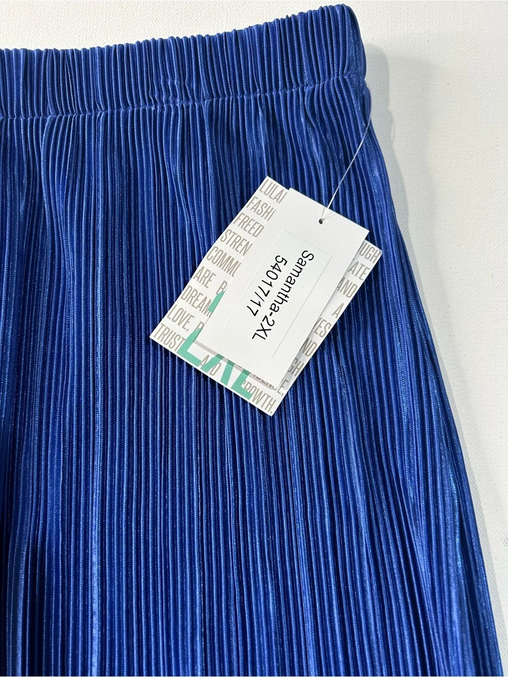 NWT LuLaRoe 2XL Samantha Blue Pleated Elastic Waist Skirt